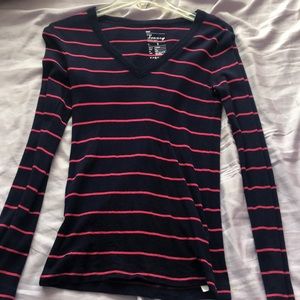 Navy and Pink Striped Shirt